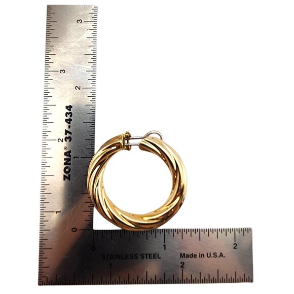 14K Yellow Gold Twisted Hoop Earrings #22693